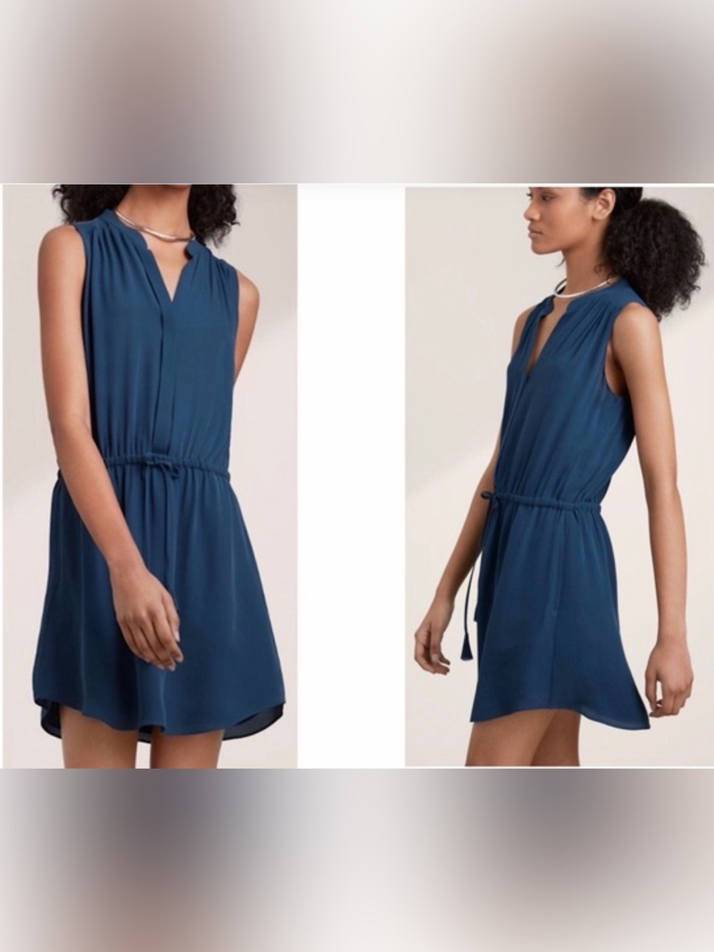 Babaton 100% Silk Navy Dress